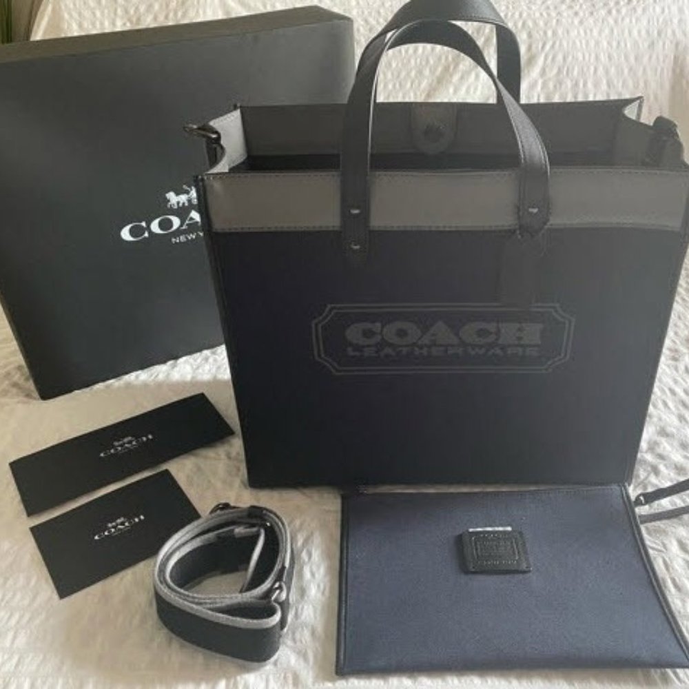 Coach Field Tote 40 In Colorblock Navy